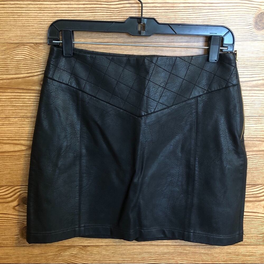 ZARA - Leather Quilt Mini Skirt - Size SMALL